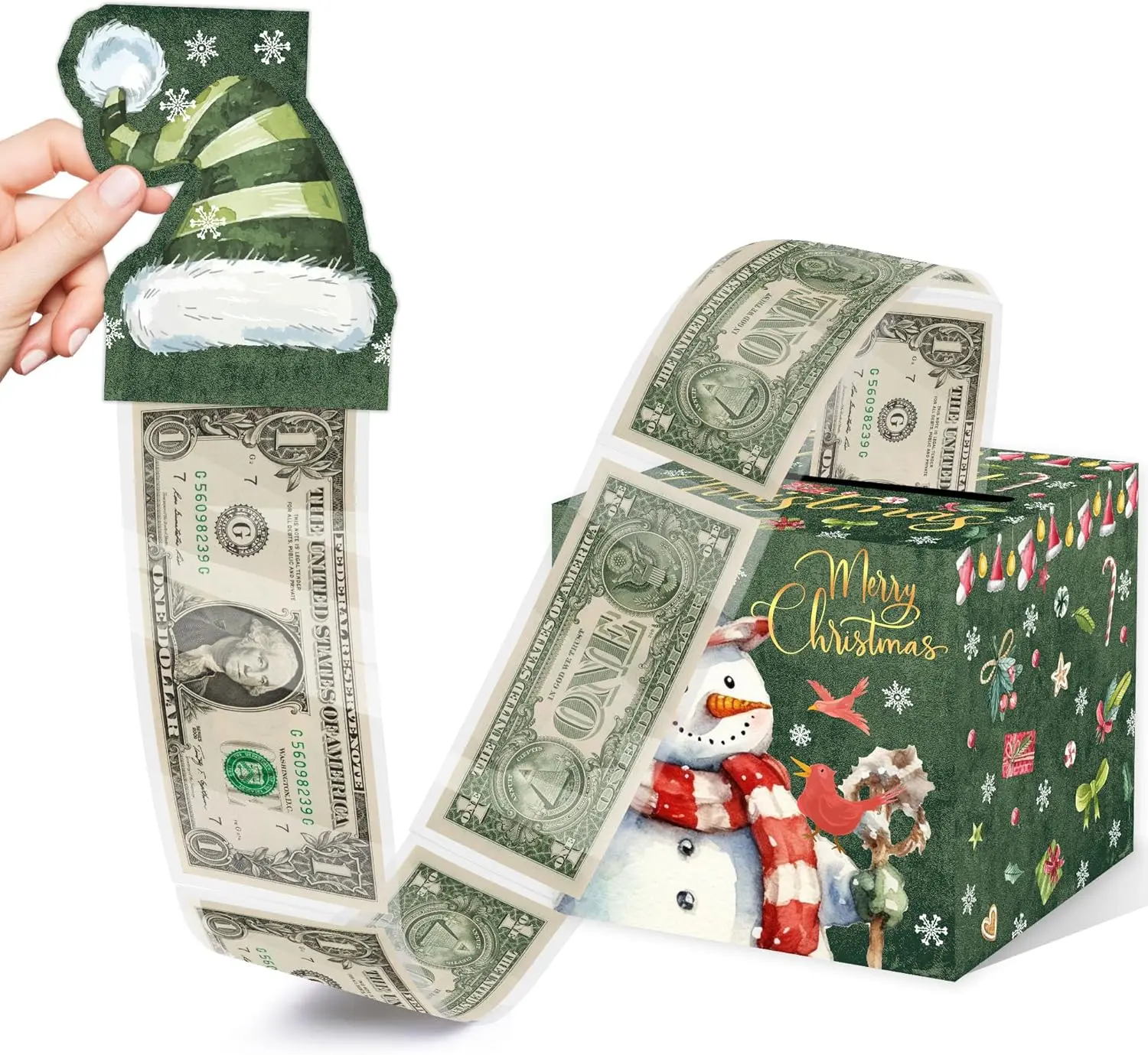 Christmas Party Gifts, Money Box for Cash Gift, Merry Christmas Money Gift Box with Pull Out Card and Cash Holder, Christmas Money Box Pull Surprise, Christmas Money Pull Box for Kids Adults