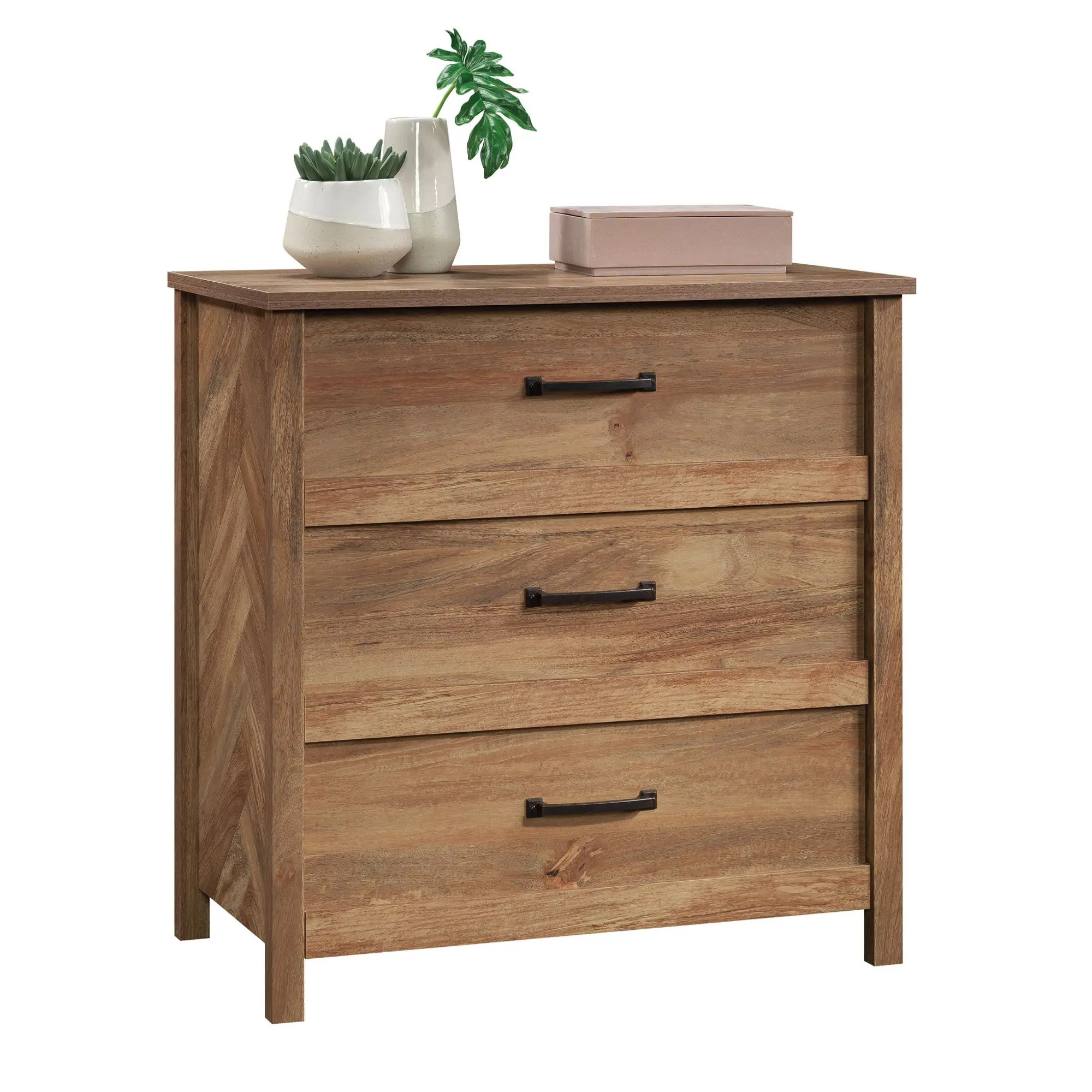 Sauder Cannery Bridge Wood Drawers Dresser - 3-Drawer Chest with T-Lock System, Herringbone Pattern, ASTM F2057-23 Standard, Assembly Required for Stylish Living Space Indoor Organization