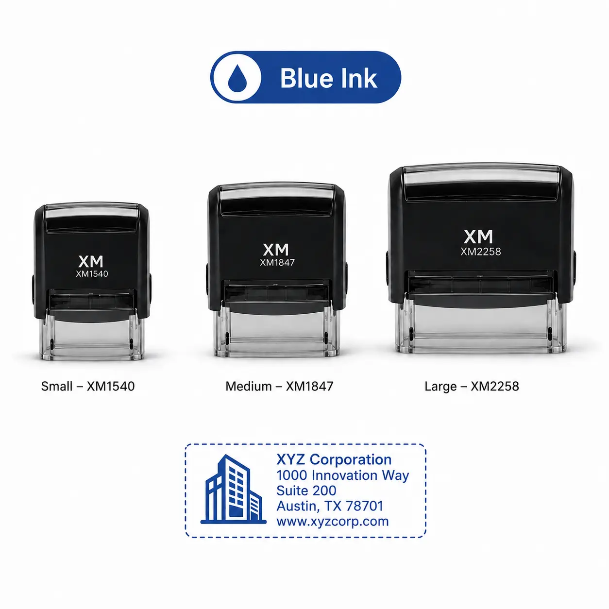 Custom Address & Logo Self-Inking Stamp, Personalized Business Rubber Stamper in 3 Sizes and 4 Ink Colors