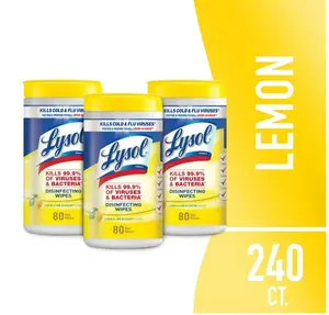 Lysol Disinfectant Wipes Bundle, Multi-Surface Antibacterial Cleaning Wipes, Lemon and Lime Blossom, 80 Count Each(Pack of 3)