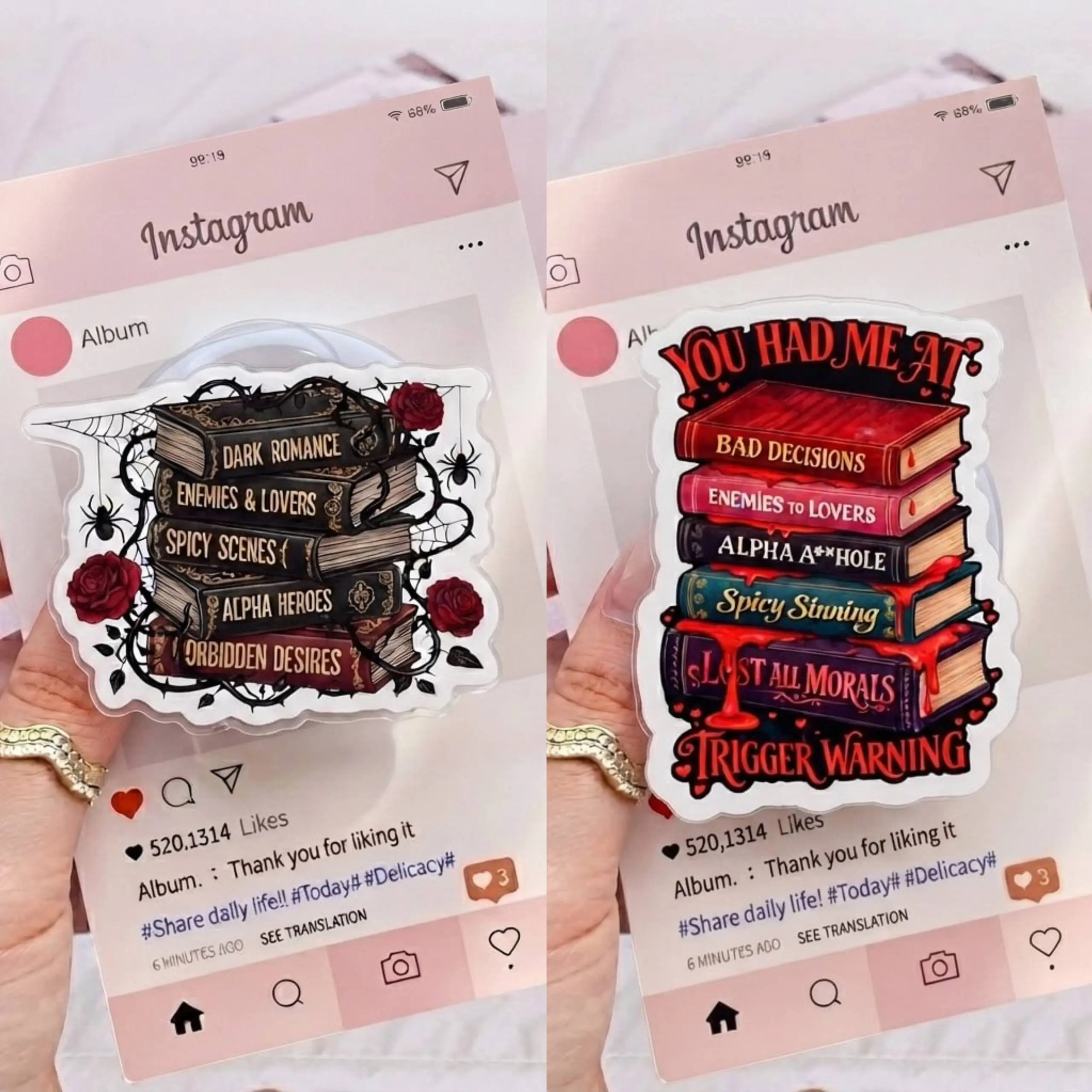 Dark Romance Book Stack Aesthetic Vinyl Sticker Decal for Kindle and Laptop Readers
