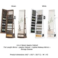 64.2" 4-in-1 Rotating Jewelry Cabinet with Light
