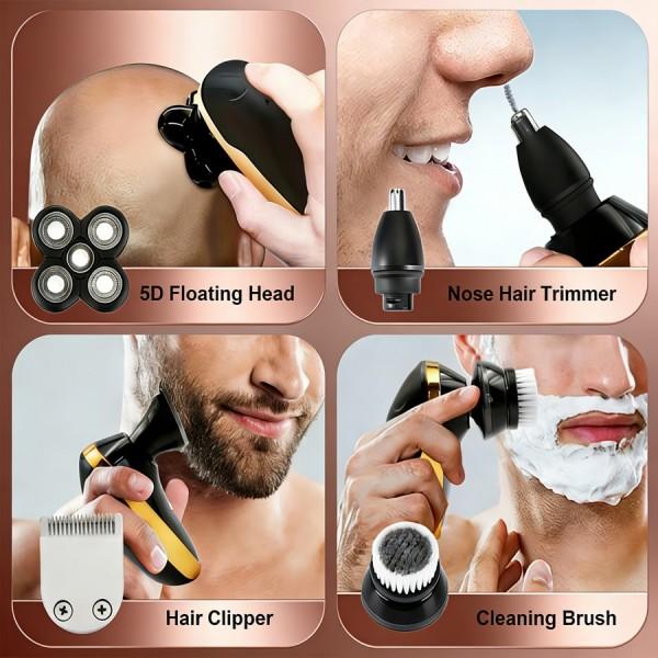 "5-Blade Electric Shaver for Men Women - LED Display Wet Dry Rechargeable Smart Mode Sensitive Skin Full-Body Grooming Tool "