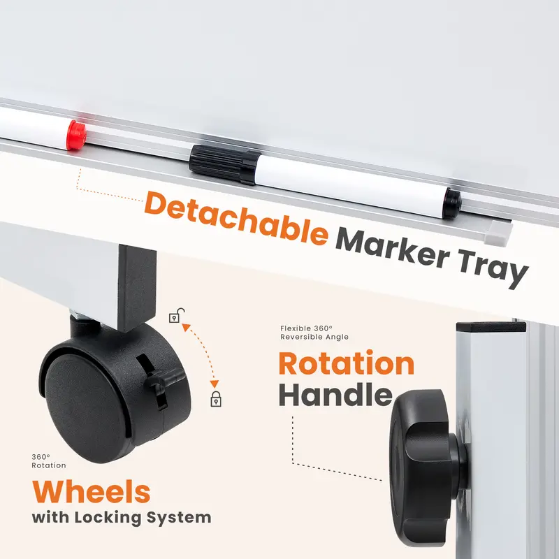 Sweetcrispy Double-Sided Magnetic Whiteboard - Silver Aluminum Frame, Height-Adjustable Stand, Dry Erase Markers - Home & Office Presentation Supplies, Dry Erase Boards, Office Accessories Sweetcrispy Double-Sided Magnetic Whiteboard - Silver Aluminum Frame, Height-Adjustable Stand, Dry Erase Markers - Home & Office Presentation Supplies, Dry Erase Boards, Office Accessories