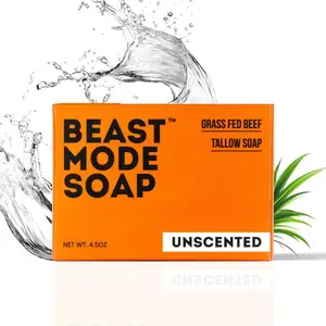Beast Mode Soap Grass-Fed Tallow Bar Natural Non-Toxic Handcrafted Unscented 4 Scents Paleo Pine Lemon Leaf Forest Ash