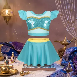 Girls Princess Two Piece Swimsuit Set - Ruffled Fancy Tankini Bathing Suit for Kids, Perfect for Surf Beach Summer Swimming, Cute Swimwear with Comfortable Fit and Stylish Design for Pool Party Vacation