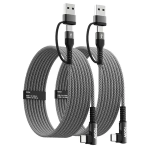 100W  USB C Charger  Right Angle, USB A/C to USB C , 90  Type C Braided  Cord for  17 16 15 Series, UItra S25 S24,MacBook (2, Grey, 4ft)