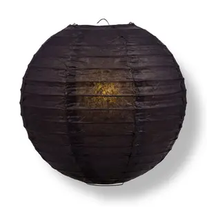 30 Inch Black Jumbo Parallel Ribbing Round Paper Lantern