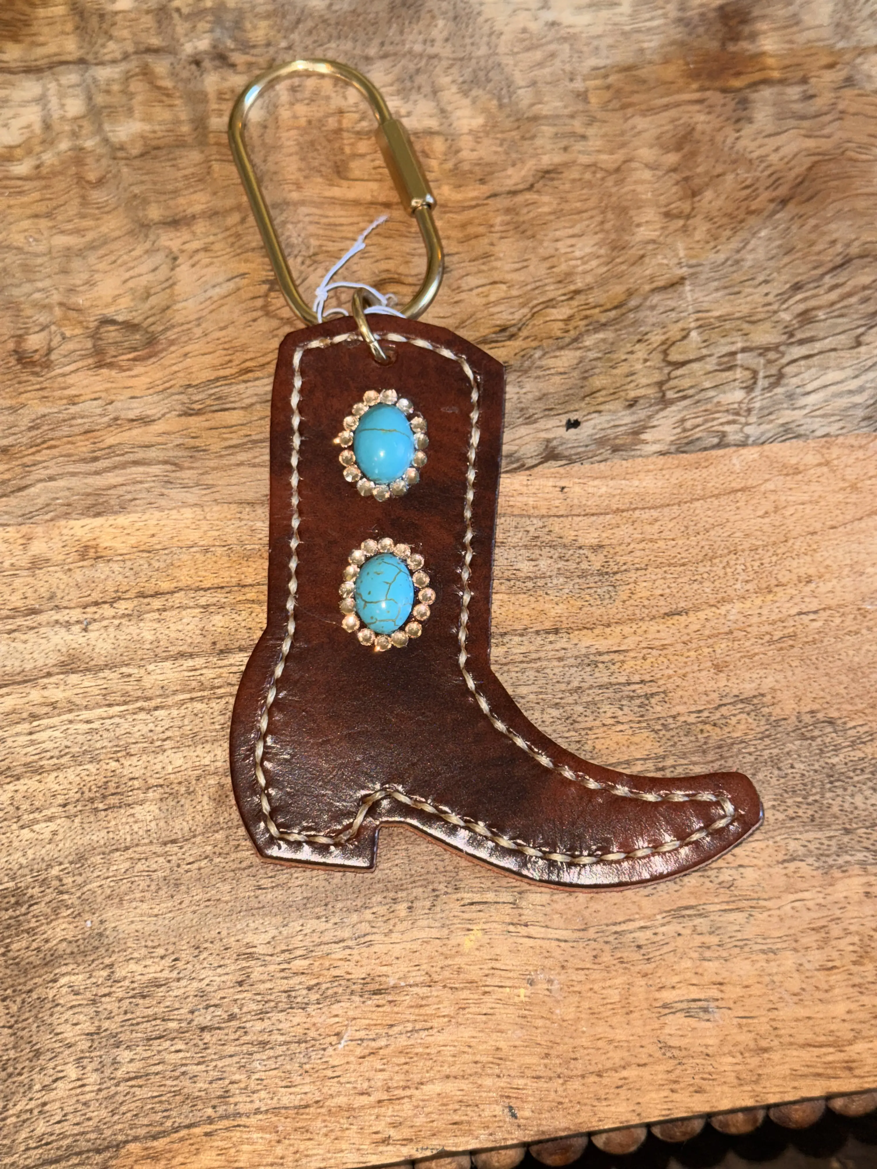 Leather boot keychain