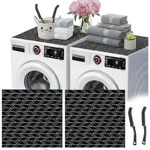 2 count Washer and Dryer Cover with 2 count Brushes - Durable Top Mat, Thickened Dust Proof & Easy to Clean, Non-Slip Protective  Diatom Rubber Mat, Quick Dryer Cover for  Kitchen Laundry Room