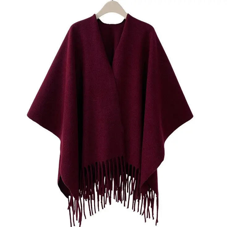 Wine Red   Wool Fork shawl