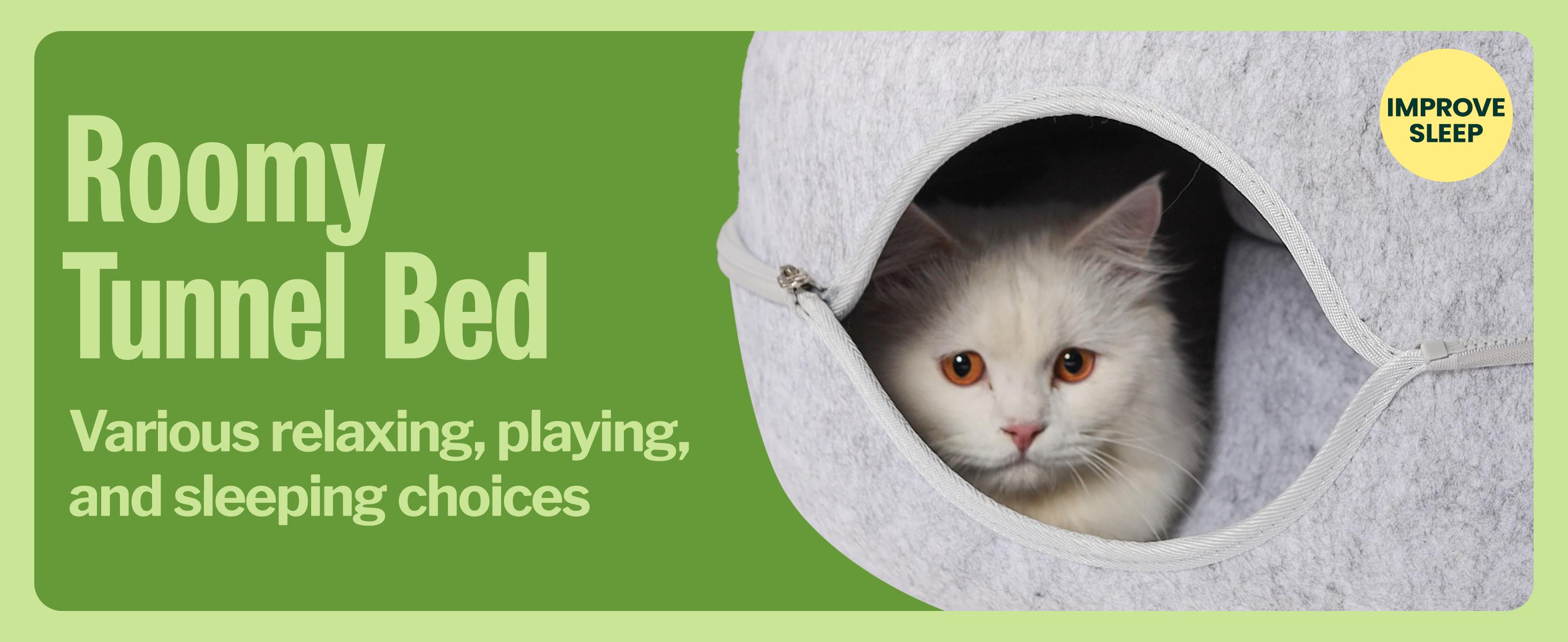 CATTASAURUS Peekaboo Cat Cave for Multiple & Large Cats Up to 30-45 Lbs, Scratch Detachable & Washable Tunnel Bed, Comfy Donut Cat Cave