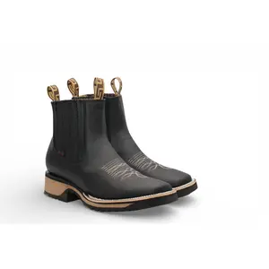 Mens Crazy Leather Boot Black – Lightweight Rubber Sole H42D2605