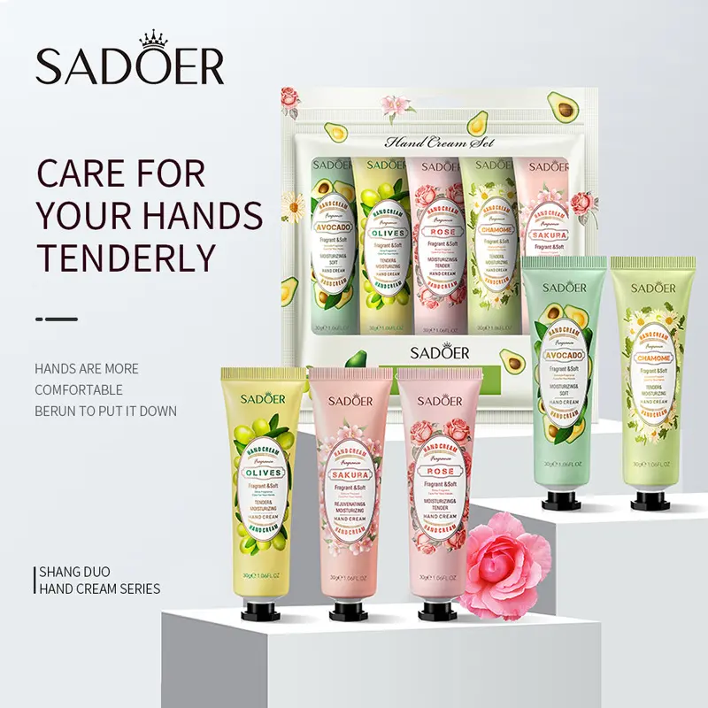 SADOER Anti-Crack Mini Hand Cream Hand Skin Care for Dry Cracked Hands Set, 5 Pieces Included