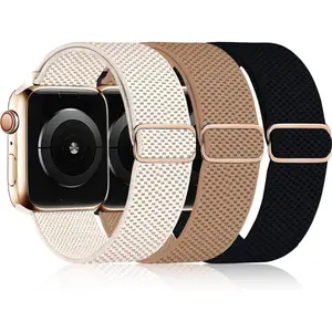 3 Pack Stretchy Solo Loop Band Compatible with Apple Watch Band 38mm 40mm 41mm for Women Men, Adjustable Sport Elastic Nylon Strap for iWatch Series Ultra/SE/8/7/6/5/4/3/2/1