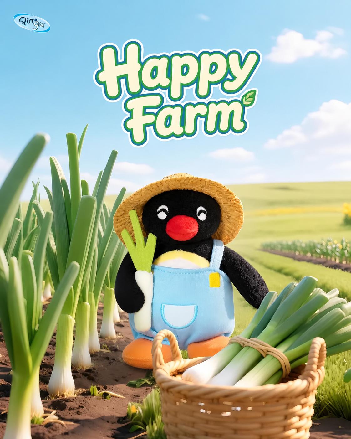Pingu Happy Farm Series Plush Pendant Blind Box - Farm-Themed Penguin Charm, Soft Fluffy Keychain, Sweet Backpack Accessory for Teens' Daily Matching