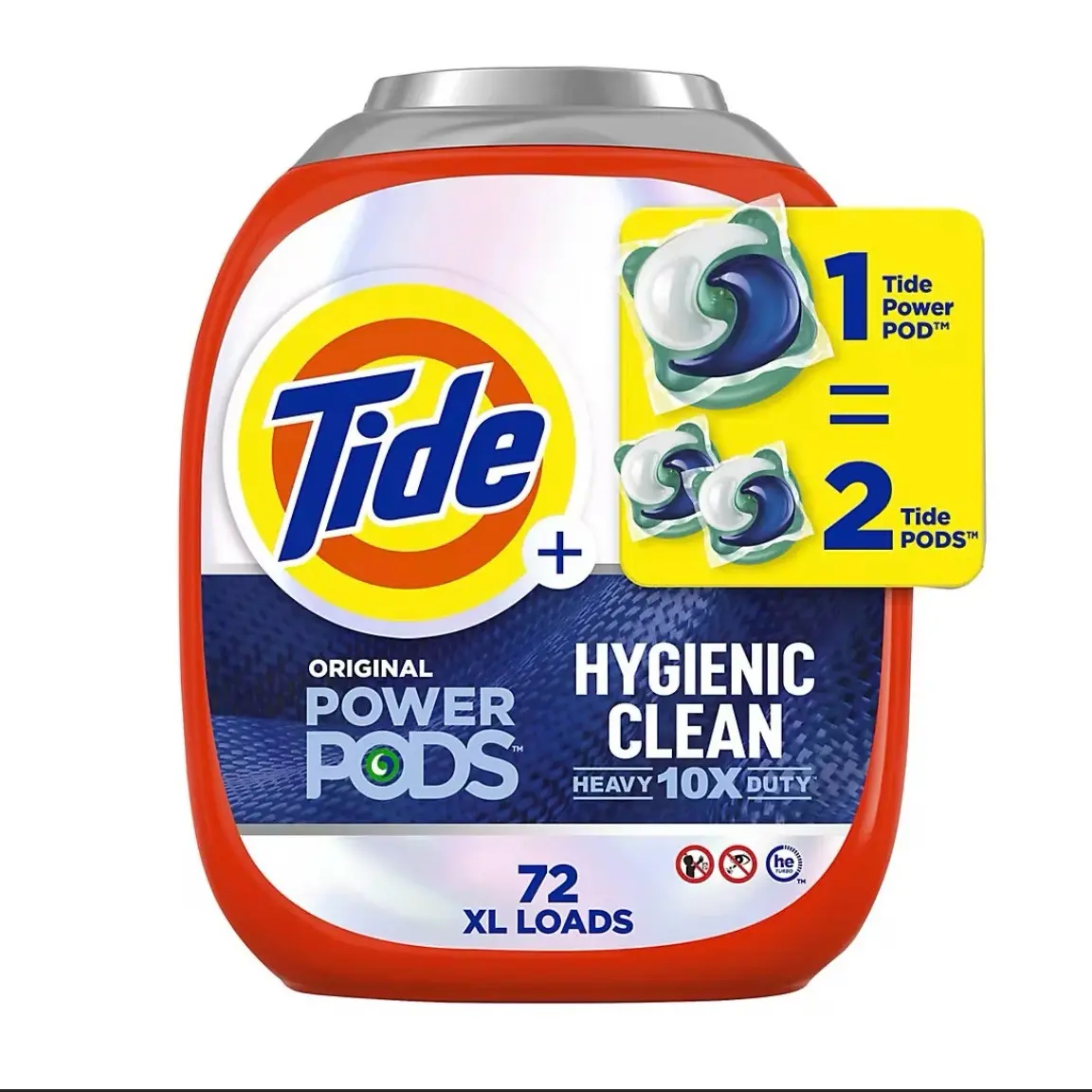 Tide PODS Hygienic Clean Heavy Duty Laundry Detergent Pacs, Original Scent, 72 ct.