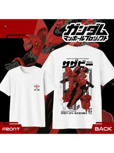 Anime GUNDAM MSN-04 Sazabi T-shirt 2026 Summer Men's and Women's Fashion Casual Short Sleeve T-shirt Street Clothing 2026 Harajuku Parent Child Hip Hop Rock Simple Summer Casual Versatile Punk Gothic