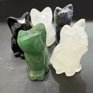 Natural Crystal Kitten Ornaments Healing Energy Home or daily decorations