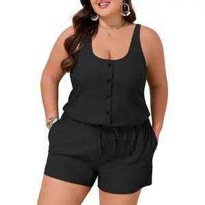 Plus Size Swim Romper One Piece Swimsuit Women Blouson Bathing Suit with Pockets Modest Swimwear
