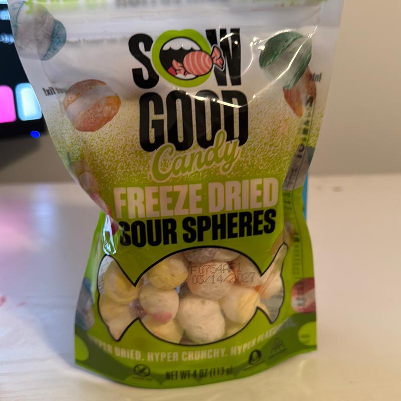 Sour Spheres, Peach Rings, and Dry Freeze Skittles - Assorted Candies - Candy, Snack