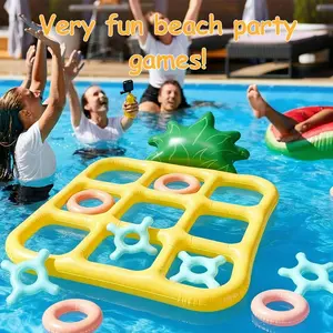 Pool Toys.Games Set, Tic-Tac-Toe Inflatable Pool Toy with 10 Throwables- Pool Games for Adults Teens Kids 2-10 Players - Pool Party Decorations Poolside Fun