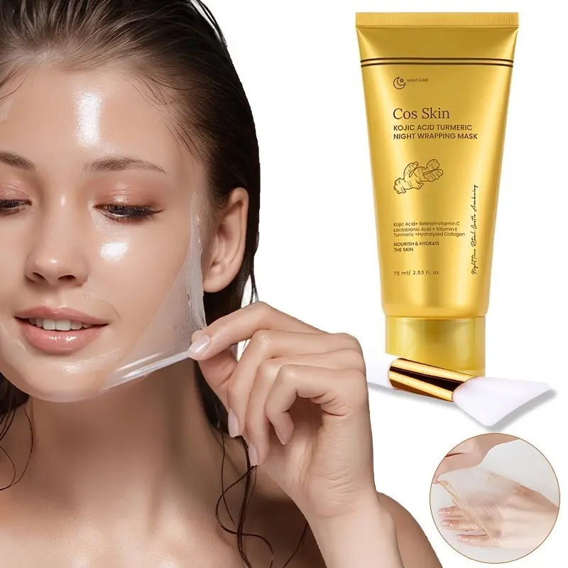 Gentle Brightening Peel-Off Mask, 75ML Night Sleep Mask with Kojic Acid & Turmeric, Hydrating Collagen, Suitable for Sensitive Skin