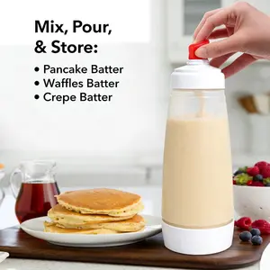 Pancake Batter Dispenser Bottle, pancake mix dispenser with stirring ball, suitable for pancakes, paper cup cakes, waffles, and cake baking—a handy kitchen tool.