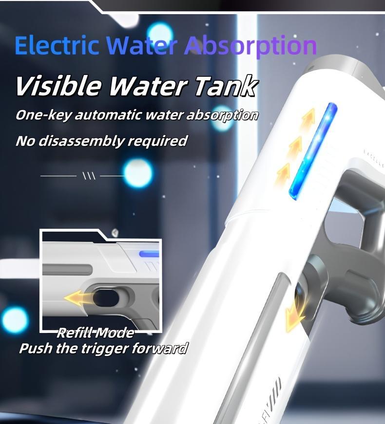 Auto-Fill Electric Water Gun, Pulse Jet Squirt Gun with LED Light Show, 40ft Long Range Rapid-Fire Water Blaster, USB Rechargeable Large Tank Waterguns for Kids & Adults, Adult Water Gun for Pool Beach Backyard