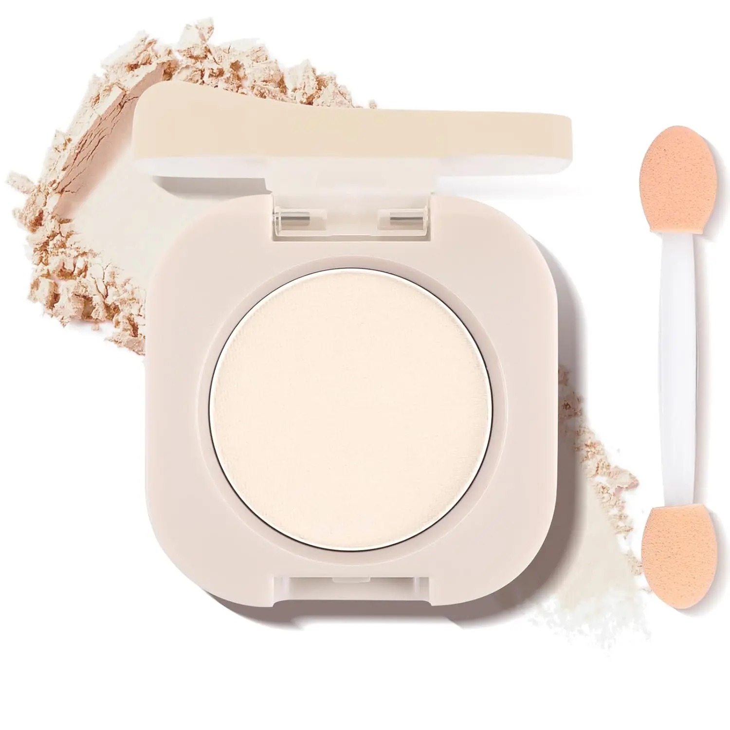 Single Matte Eyeshadow with Brush, White Eye-Shadow Palette Makeup Kit, Silky Fine Bright Primer Eyeshadow with Lightweight & Ultra-Blendable Formula for Daily Natural Eye Make-Up (#01)