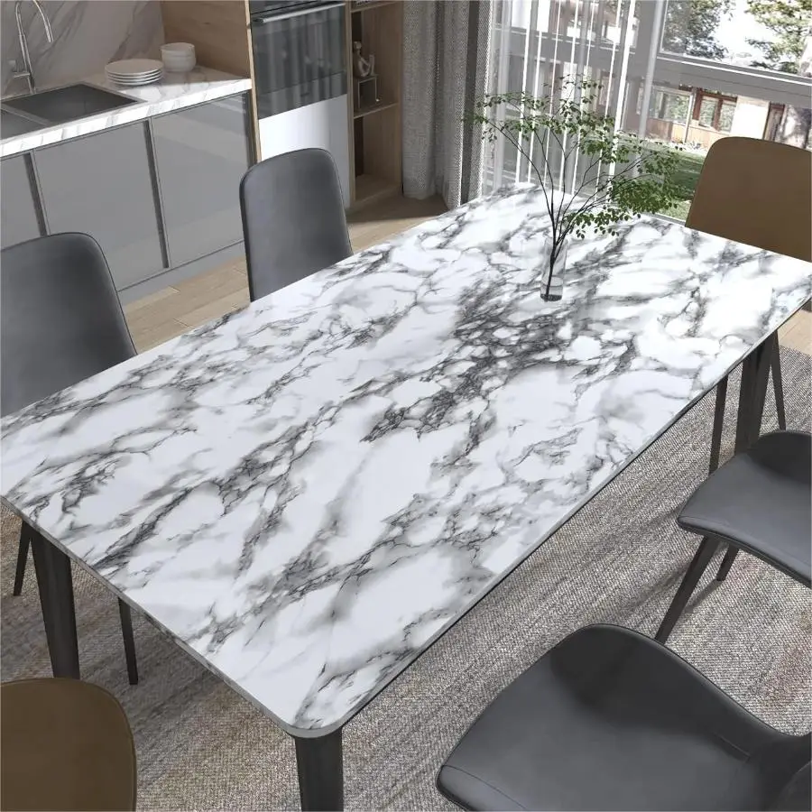 Minimalistic Fashion Marble Pattern Wallpaper, 1 Roll Waterproof & Oil-proof Wall Sticker, Decorative Wallpaper for Kitchen, Living Room, Bedroom & Ba