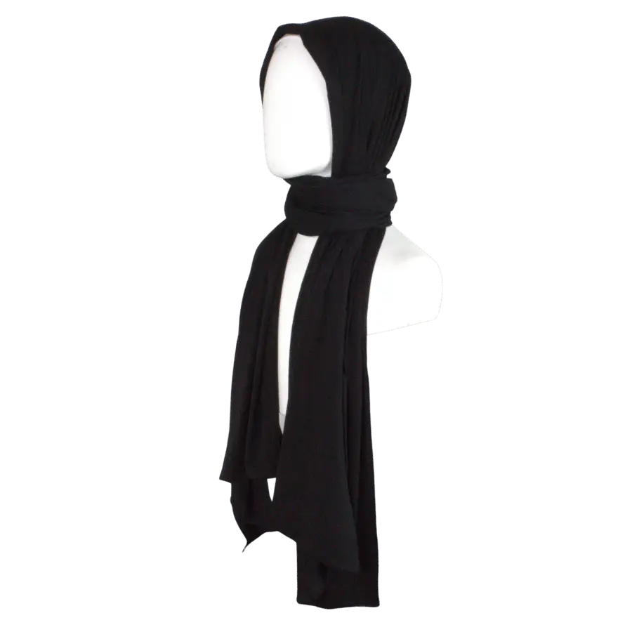 Bamboo Jersey Hijab Black - Maxi Size (But Not Bulky!)