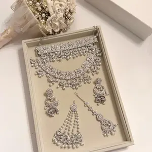 White Kundan Bridal Necklace Set: Gold & Silver Plated Indian Jewelry