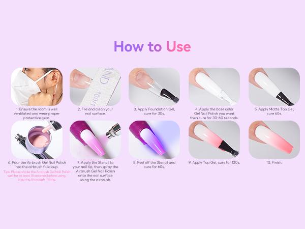 SAVILAND 7-in-1 Airbrush Nail Set: 6 Pink Gel Colors with Airbrush Machine, Cleaner, Stencils & Protection Tools, Complete Kit for Quick and Easy Nail Art SAVILAND 7-in-1 Airbrush Nail Set: 6 Pink Gel Colors with Airbrush Machine, Cleaner, Stencils & Protection Tools, Complete Kit for Quick and Easy Nail Art