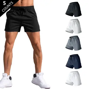 Men's Summer Quick-Dry Shorts Set, Comfortable Skin-Friendly Fabric, Solid Color Casual Sports Shorts with Elastic Drawstring Waistband, Letter Print, Relaxed Fit for Outdoor Hiking, Beach, Training, and Workout Shorts