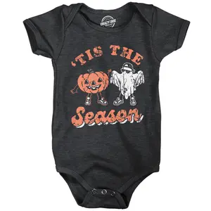 Tis The Season Baby Bodysuit Funny Sarcastic Halloween Graphic Novelty Jumper For Infants Funny Baby Onesies Halloween Clothes for Baby Novelty Onesie Black -