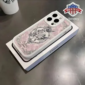 Adorable Pink Angel Cupid Pattern Phone Case for iPhone 16 15 14 13 12 11 Pro Max Mini XR XS X 7 8 Plus Anti-Shock Soft TPU Back Cover Protection Protective Smartphone Cellphone