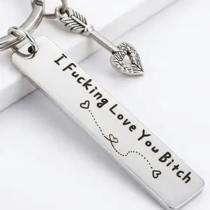 Funny Best Friend Keychain - Stainless Steel Engraved "I F*cking Love You Bitch" - for Car Keys & Bag Decor - Cute Birthday Gift for BFF & Sister summervibes