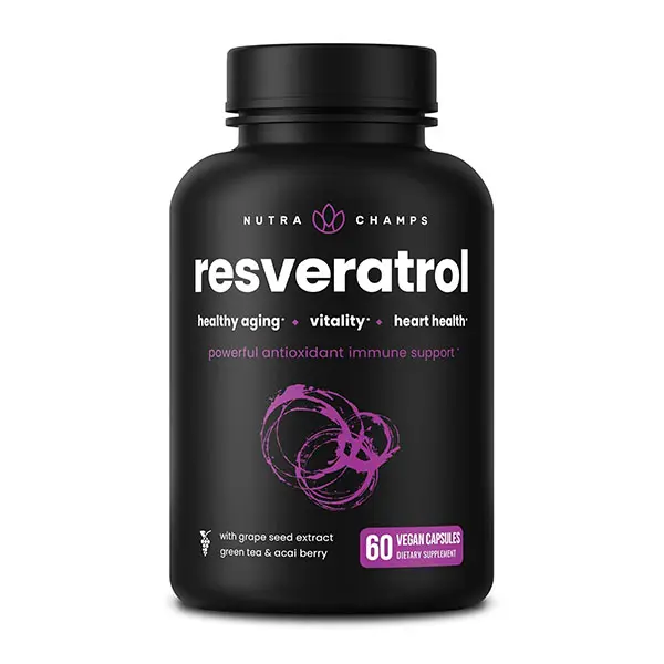 Resveratrol Complex 1200mg, Trans-Resveratrol with Grape Seed, Green Tea & Acai Berry, Rich in Polyphenols & Antioxidants, Supports Healthy Aging, Heart Health & Vitality, 60 Vegan Capsules