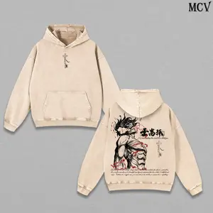 Eren Yeager Attack on Titan Hoodie & Tee Washed – Vintage Oversized Heavy Cotton Double Printed Front & Back Anime Manga Graphic Hoodie / T-Shirt, Retro Unisex Streetwear Top, The Rumbling Collector Edition, AOT Hoodie & Tee Washed