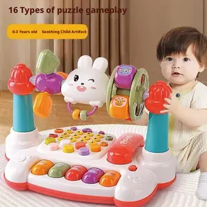 Interactive Musical Light Up Keyboard Phone Toy - Unisex Educational Musical Toy with 16 Puzzle Games, Rhythm Games, Bunny & Animal Sounds, for Ages 3-4 Outdoor Sensory Play