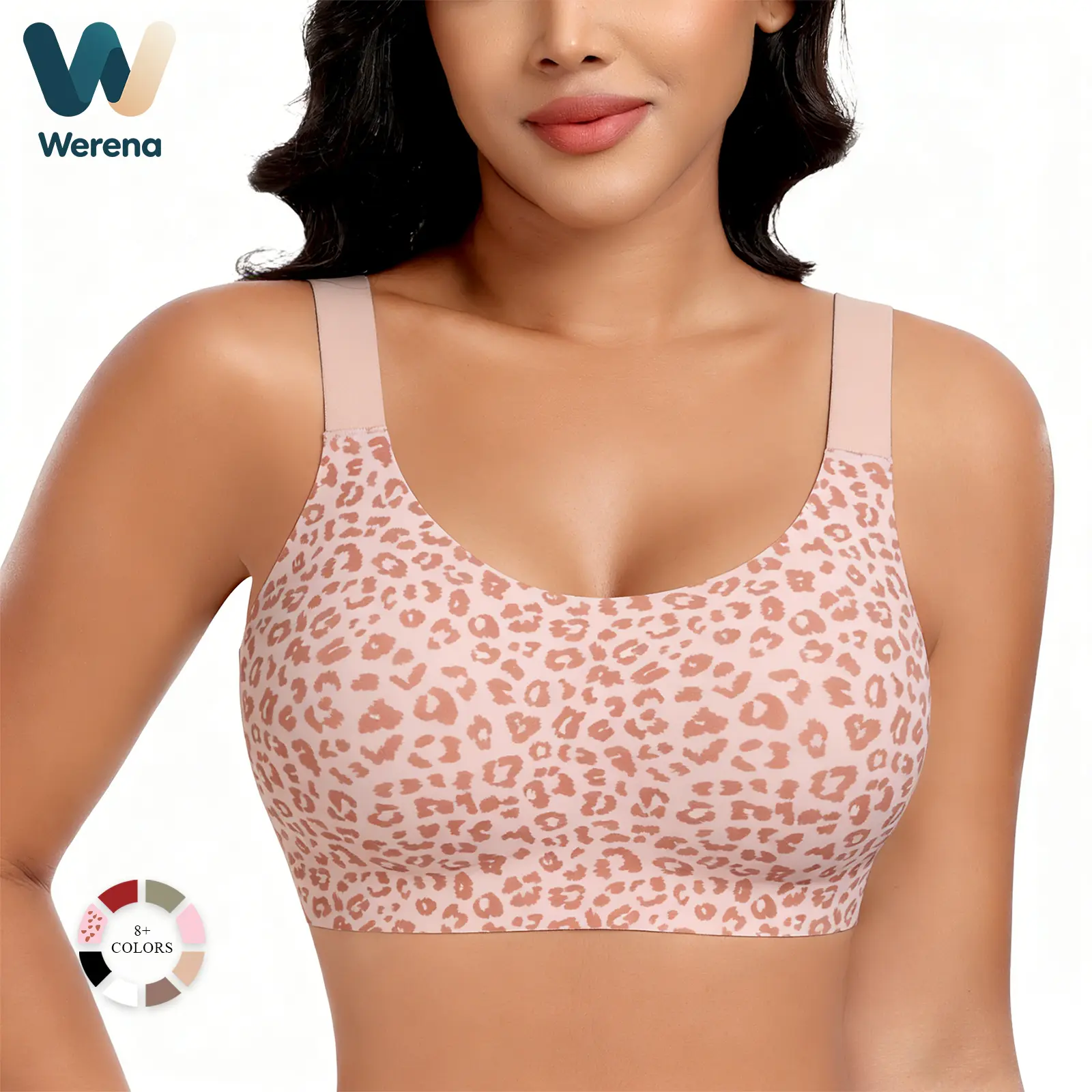 Werena Jelly Wireless Bras for Women Push Up Full Coverage Comfortable T-Shirt Bra Plus Size Fit with Everyday Support and Breathable Strip