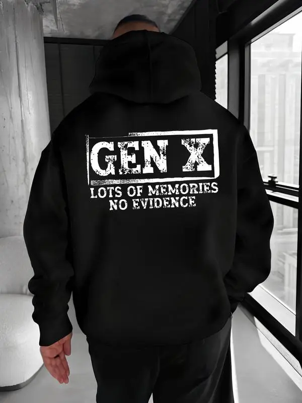 Men's Casual Cotton Slogan T-Shirts & Hoodies - Soft Fabric, Gen X "Lots Of Memories No Evidence" Graphic Tops, Gen X Quote, Graphic Print, Hoodie Or Tee, Casual Print Hoodie, Menswear