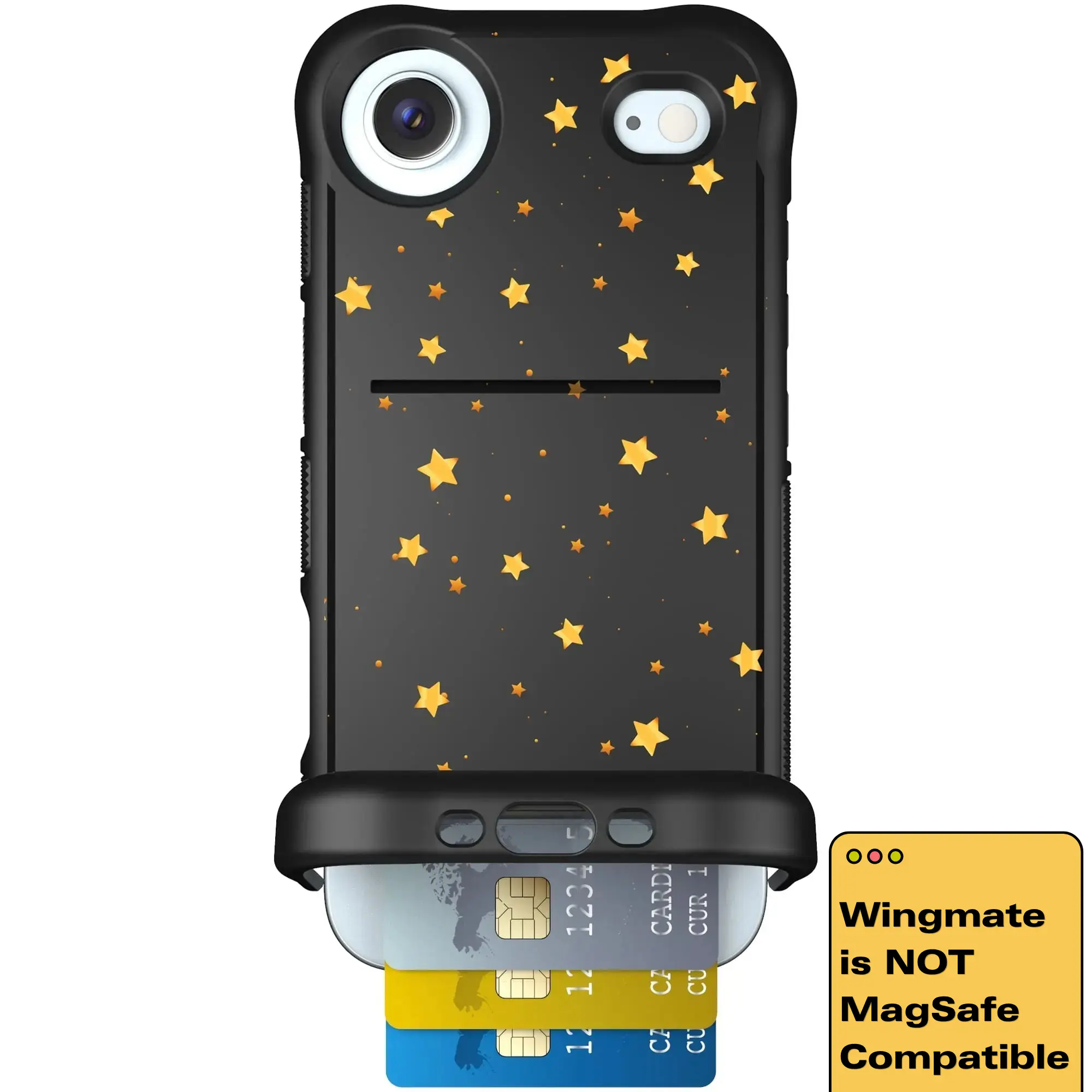 Scooch Wingmate Hidden Wallet Case - Gold Stars (Not MagSafe Compatible)