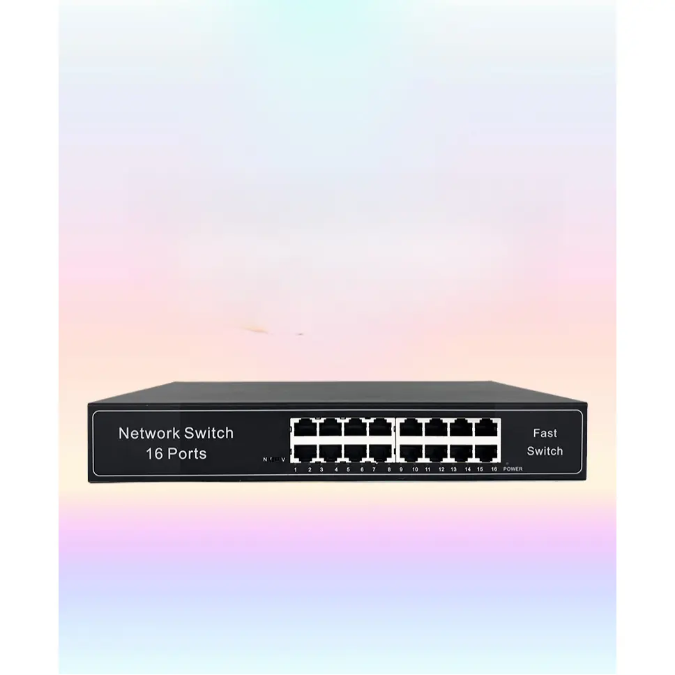 16-Port 100M Ethernet Multi-Port Splitter Network Switch (Signal Shunt, Heat Dissip.), 28*18cm, Effective Heat Dissipation, Good Anti-Interference for Community Factory Security Monitoring, Multiple Ports