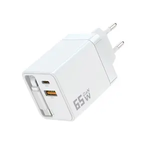 40w/65w Fast Charger with Retractable Cable, Dual USB-A & USB-C Ports, Compact Design, Ideal for Daily Use, Model Zcd
