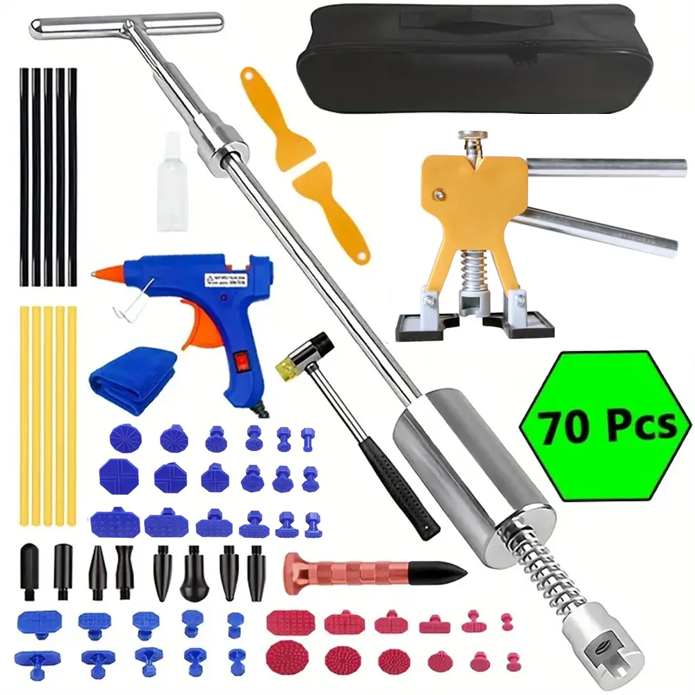 70pcs Car Dent Repair Tools Kit Professional Workshop Auto Body Sheet Metal Paintless Dent Removal Puller Hand Tools Set Car Accessories,Comprehensive Car Dent Repair Kit repair tool kit
