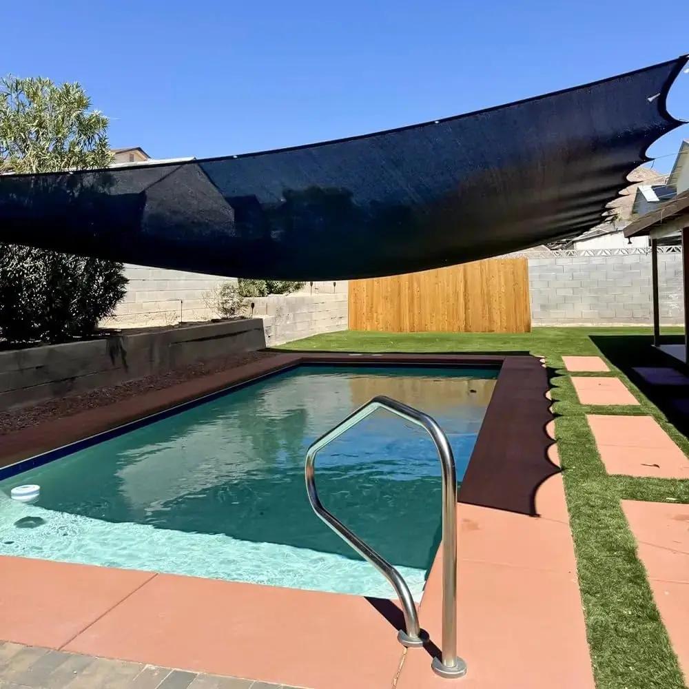 Easy to install perforated black sunshade cloth, suitable for outdoor balconies, terraces, greenhouses, balcony sunshades, striped pattern mesh, durable sunshade