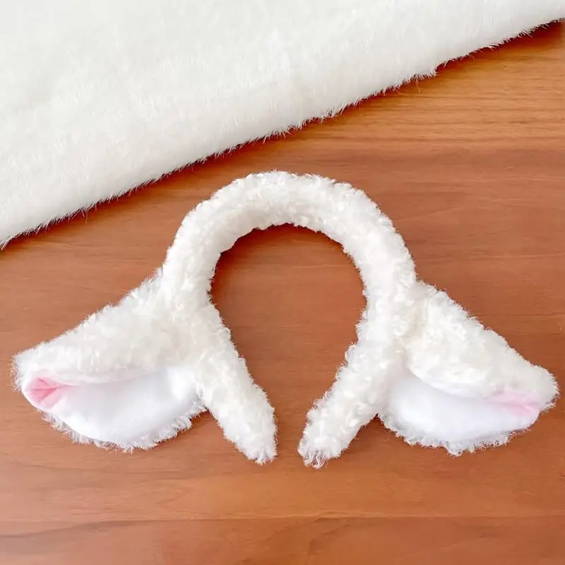 Women's Featherless Plush Cartoon Lamb Ears Hairband - Cute, Soft Accessory for Halloween Cosplay Fashion