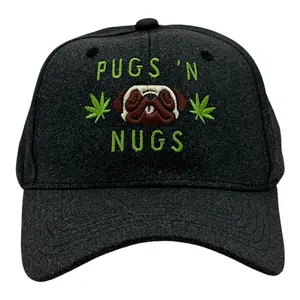 Pugs N Nugs Hat Funny Sarcastic 420 Graphic Novelty Puppy Lover Cap Funny Hats 420  Funny Dog  Novelty Caps for Men Black - Standard